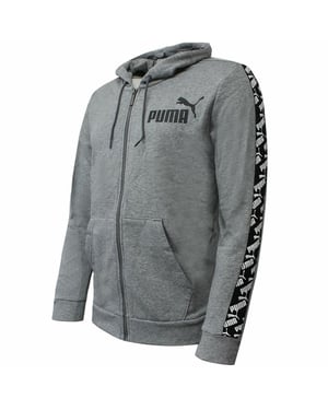 Puma Long Sleeve Zip Up Grey Mens Taped Jacket 584097 03