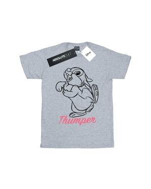 Disney Meisjes Bambi Thumper Lijntekening Katoenen T-Shirt (Sportgrijs)