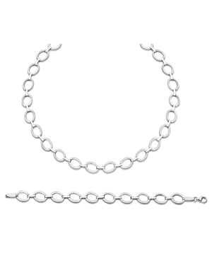 Orphelia Dames 925 Sterling Zilveren Set: Ketting + Armband - Zilver SET-029