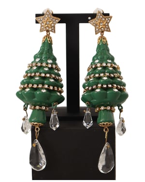 Dolce & Gabbana Dames Gouden Kerstboom Kristallen Messing Clip-Oorbellen