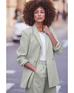 Mint Green Relaxed Fit Double Breasted Blazer