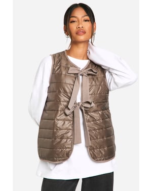 Bow Detail Padded Gilet