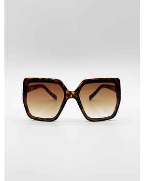 Oversize Cateye Sunglasses with Diamante Detail in Tortoise