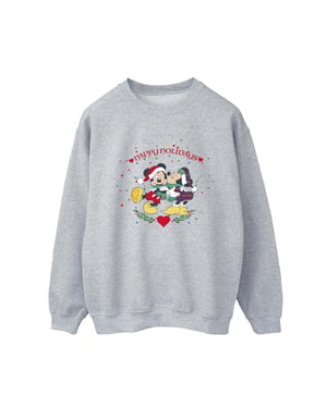 Disney Heren Mickey Mouse Mickey Minnie Kerstmis Sweatshirt (Sportgrijs)