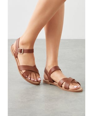 Florence Cross Strap Flat Sandals