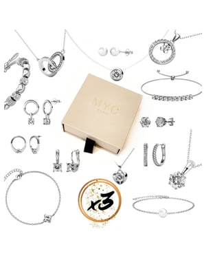 3 överraskningsjuveler i en presentförpackning - Silver och kristall