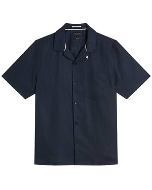 Ted Baker Wesland Linnen Heren Navy Overhemd