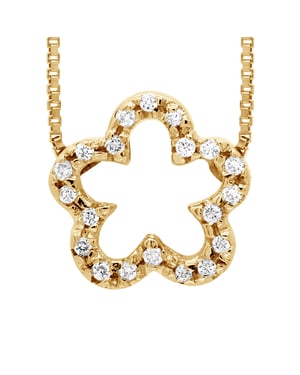 Bloemen halsband Diamonds 0,15 Cts Yellow Gold