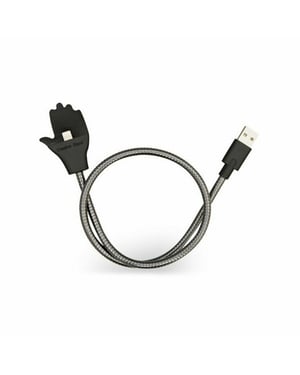 Aquarius 2In1 Lazy MicroUSB Charging Cable With FlexibleHolder DockStand, Silver