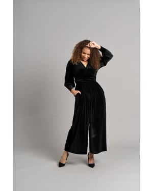 Ava jumpsuit i sammet - svart