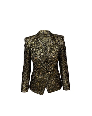 Balmain Metallic Brocade Blazer in Gold Acetate