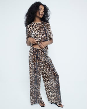 River Island Womens Trousers Brown Leopard Print Sequin
