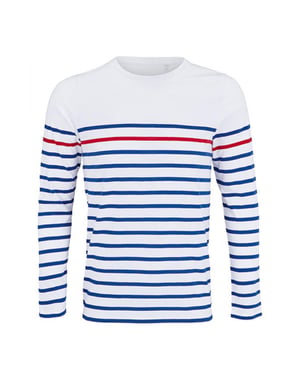 SOLS Heren Matelot Gestreept T-shirt Met Lange Mouwen (Wit/Royaalblauw/Rood)