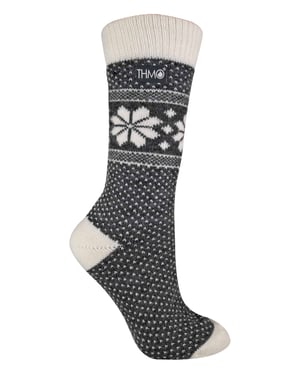 THMO - Ladies Vintage Nordic Fairisle Style Winter Wool Blend Socks