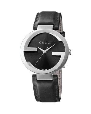 Gucci YA133501 In elkaar grijpende zwarte wijzerplaat dames horloge