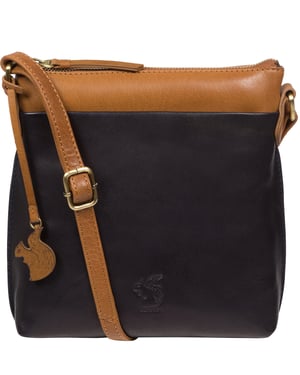 'Nikita' Navy & Dark Tan Leather Cross Body Bag