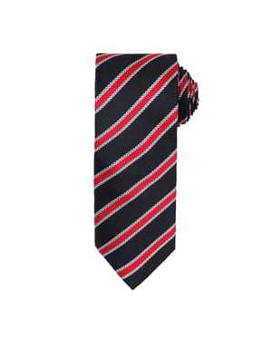 Premier Mens Waffle Stripe Formal Business Tie (Black/Red)