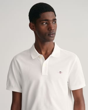 GANT Heren Regular Fit Korte Mouw Shield Logo Pique Polo
