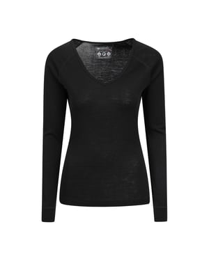 Mountain Warehouse Dames/Dames Merino Wol V Hals Top (Zwart)