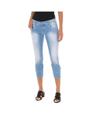 Women's worn-effect pirate pants made of elastic fabric 10DB50294