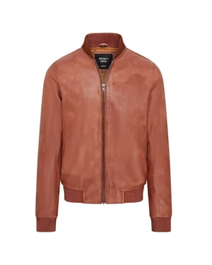 Mens Soft Leather MA-1 Varsity Bomber Jacket