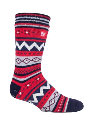 Mens Nordic Patterned Non Slip Thermal Slipper Socks with Grippers