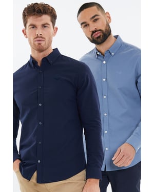Blue 2-Pack Oxford Cotton Long Sleeve Shirts