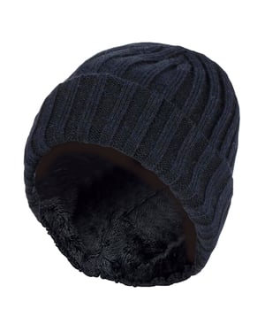 Heat Holders - Pojkar Every Day Casual Wear Ribbad Turnover Vintermössa för barn - Svart