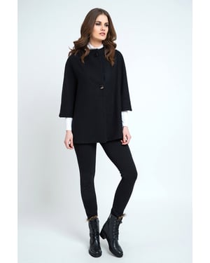 Zwarte Poncho-stijl Jas
