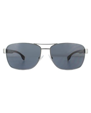 Hugo Boss Rectangle Mens Dark Ruthenium Grey Sunglasses