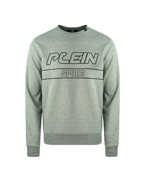 Philipp Plein Sport Zwart Logo Grijze Trui
