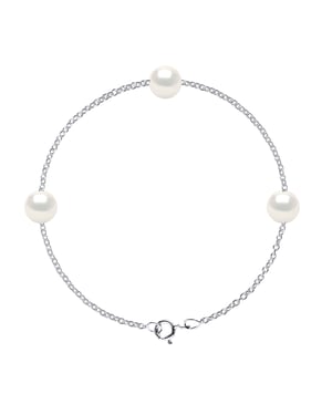 DIADEMA - Bracelet - Silver and Real Freshwater Pearls - White