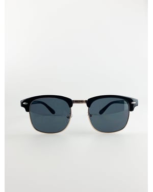 Black Clubmaster Sunglasses with Black Lenses