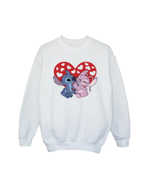Disney Meisjes Lilo & Stitch Harten Sweatshirt (Wit)