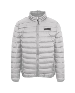 Plein Sport Patch Logo Thin Padded Grey Jacket
