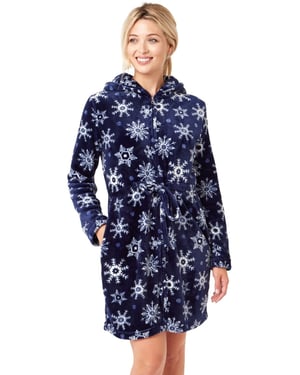 Snowflake Fleece Hooded Robe