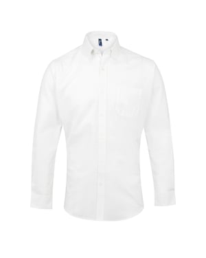Premier Heren handtekening Oxford Lange Mouwen Werk Shirt (Wit)