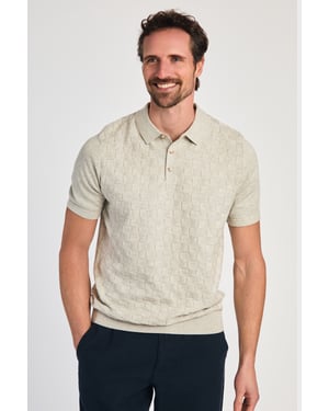 Beige Cotton Short Sleeve Button-Up Polo Shirt