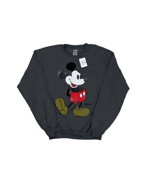Disney Mens Mickey Mouse Classic Kick Sweatshirt (Dark Heather)