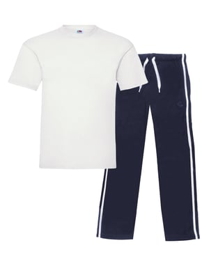 Enzo | Mens T-Shirt & Pants Loungewear Set - White/Navy