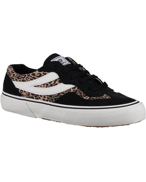 Superga 2941 Revolley Leather Vrouwen Zwart/Micro Luipaard Trainers