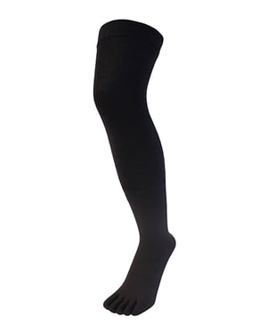 TOETOE - Essential Moisture Wicking Cotton Over Knee Toe-strumpor för herrar och damer - Svart