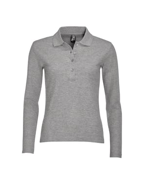 SOLS Womens/Ladies Podium Long Sleeve Pique Cotton Polo Shirt (Grey Marl)