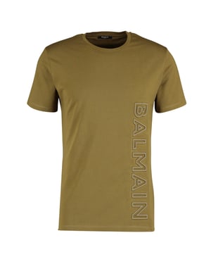 Balmain merk reliëflogo kakigroen T-shirt