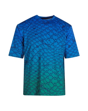 Gebroken wit all-over pauwblauw sport-T-shirt