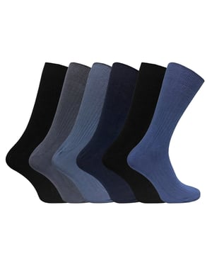 6 Pack Mens Soft 100% Cotton Breathable Coloured Ribbed Dress Socks