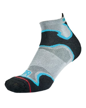 1000 Mile - Ladies Fusion Ankle Repreve Anti Blister Padded Socks - Silver / Kingfisher