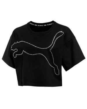 Puma x The Kooples Womens Tee Graphic Logo Cropped T-shirt 578390 01