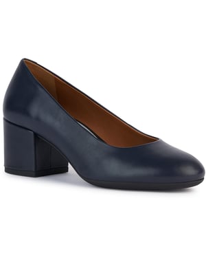 Geox D ELEANA A Leather Bovine Full Grain Women's Navy Heels
