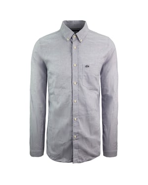 Lacoste Vävd Slim Fit Herrskjorta Blå/Vit